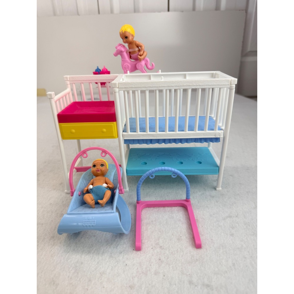 Fisher-Price Barbie Babysitting Nursery Playset Crib Babies Rocking Horse 2018